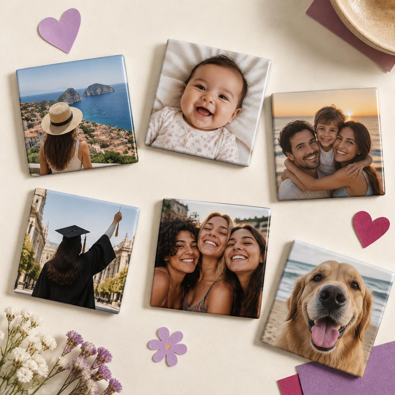 Coleção de fotos ímã personalizadas com viagens, bebê e família
